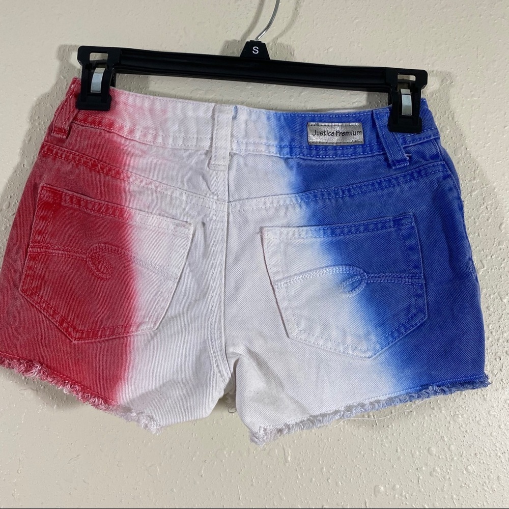 Justice Cut Off Distressed Shorts Girls 10R red white & blue cut off sho… - Picture 2 of 8
